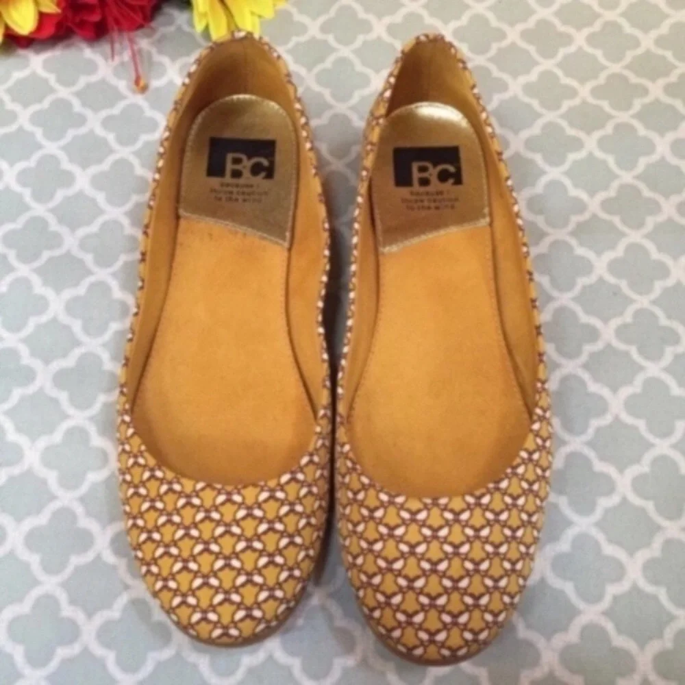 BC Mustard Butterfly Print Flats 8